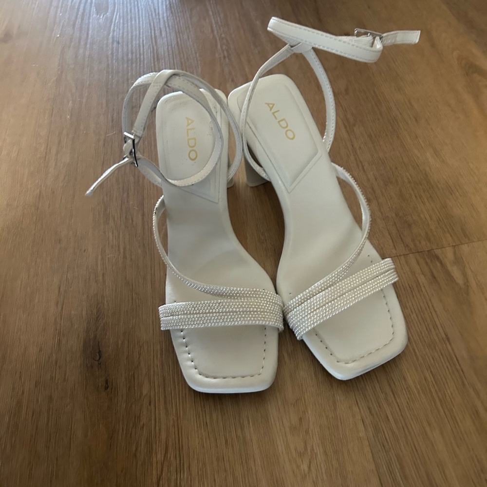 Aldo White Heeled Sandals with Strappy Design
